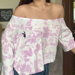 Playboy Off-shoulder Tie-dye CropTop